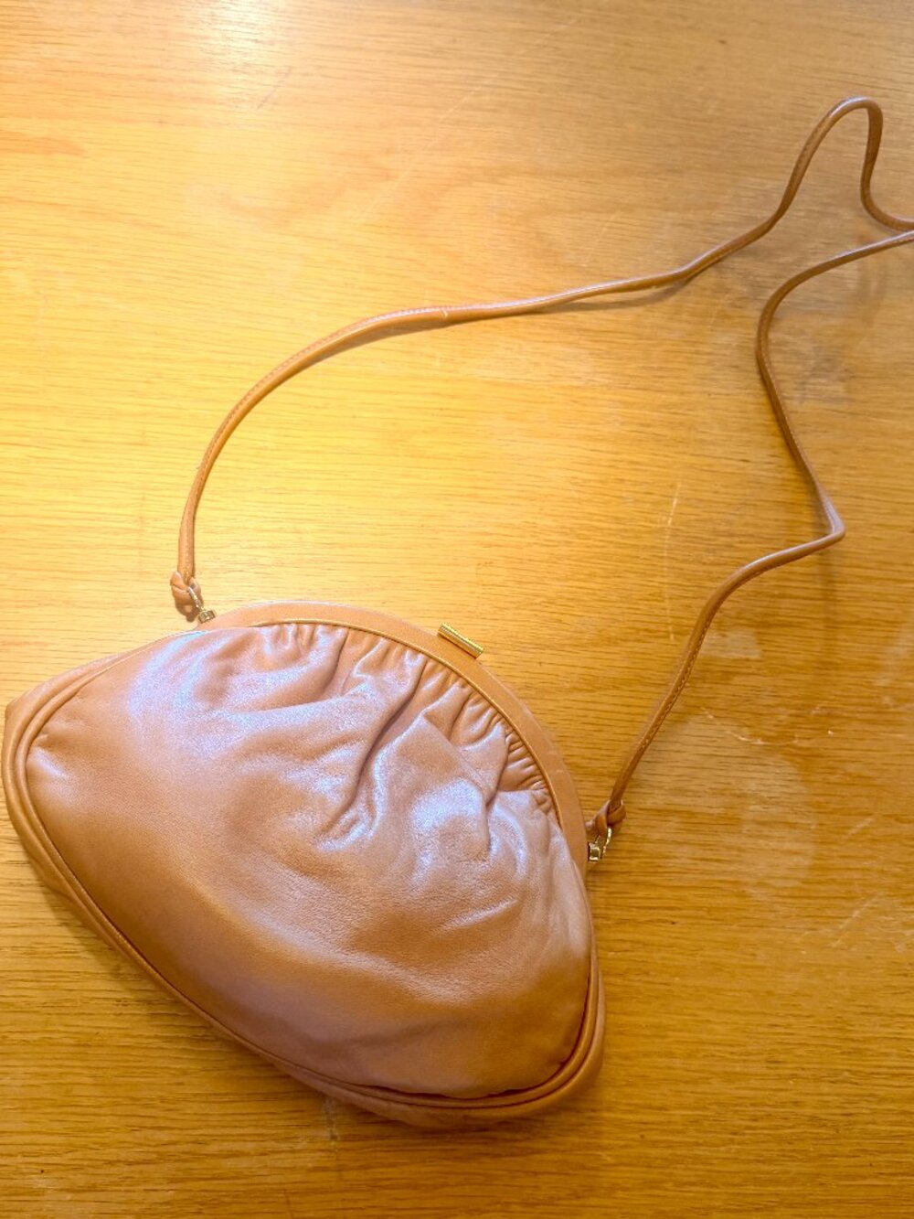 Vintage Salvatore Ferragamo Tan lambskin leather crossbody bag